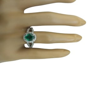 Emerald Diamond Ring 14K White Gold