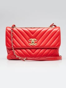 Chanel Red Quilted Leather Trendy CC