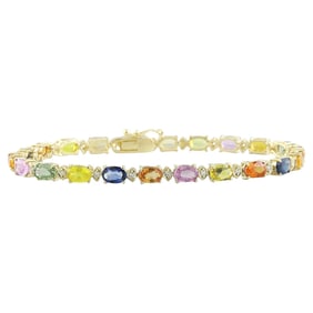 Sapphire Diamond Bracelet in 18K Yellow