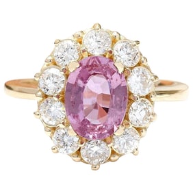 Exquisite Natural Pink Sapphire Diamond Ring