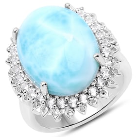 17.62 CT Genuine Larimar and White