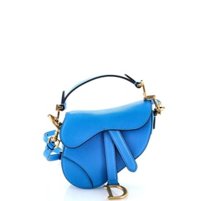 Christian Dior Saddle Handbag Leather Micro