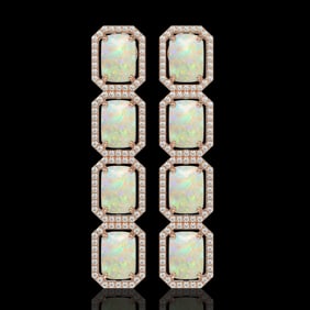 12.99 ctw Opal & Diamond Micro Pave Halo Earrings 10k Rose Gold