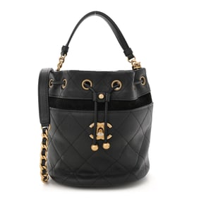 Chanel Caviar Suede Quilted Drawstring Bucket