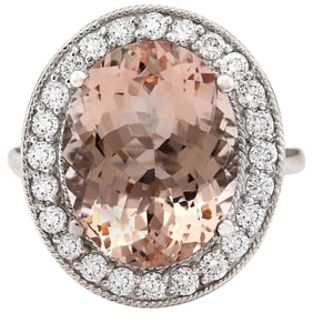 Morganite Diamond Ring In 14K White