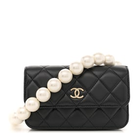 Chanel Calfskin Quilted Maxi Pearls Clutch