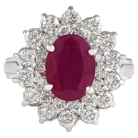 Natural Ruby Diamond Ring in 18K