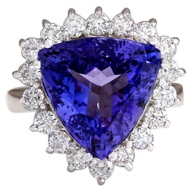 Dazzling Natural Tanzanite Diamond Ring In