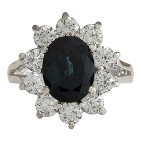 Natural Sapphire Diamond Ring In 18K