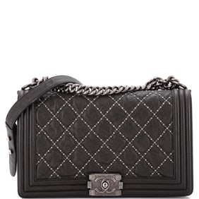 Chanel Boy Flap Bag Studded Quilted