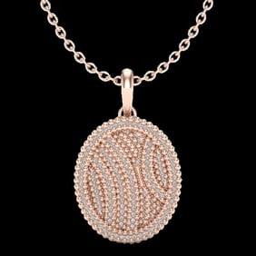 1 ctw Micro Pave VS/SI Diamond Certified Necklace 14k Rose Gold