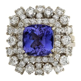 Exquisite Tanzanite & Diamond Ring: 14K