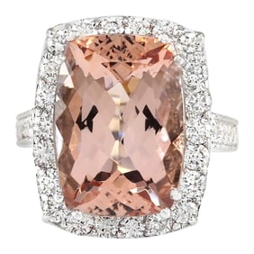 Natural Morganite Diamond Ring In 18K