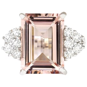 Exquisite Natural Morganite Diamond Ring In
