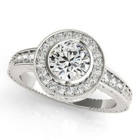 Natural 1.11 ctw Diamond Halo Ring 14k White Gold