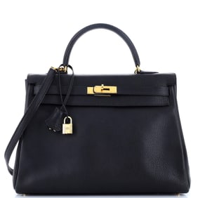 Hermes Kelly Handbag Noir Clemence with