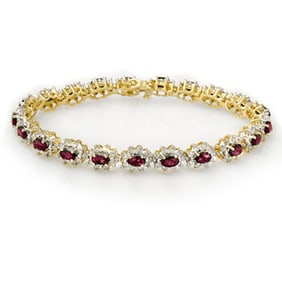 10.80 ctw Ruby & Diamond Bracelet 14k Yellow Gold
