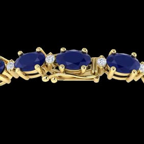 30.8 ctw Sapphire & VS/SI Diamond Eternity Bracelet 10k Yellow Gold