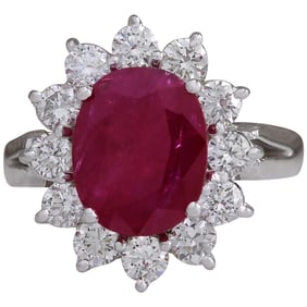Ruby Diamond Ring 14K White Gold