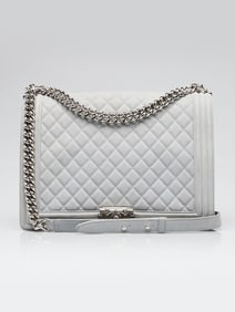 Chanel Light Grey Quilted Matte Caviar