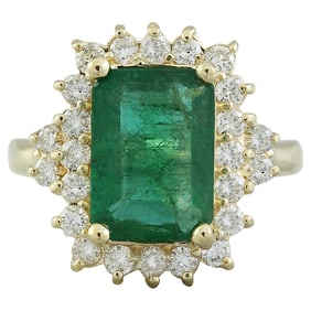 Natural Emerald 14K Solid Yellow Gold