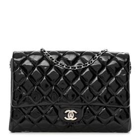 Chanel Patent Quilted Clutch with Chain