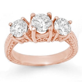 1.75 ctw Certified VS/SI Diamond 3 Stone Ring 14k Rose Gold