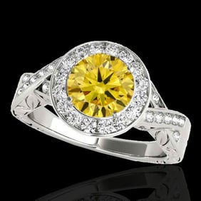 1.75 ctw Certified SI/I Fancy Intense Yellow Diamond Ring 10k White Gold