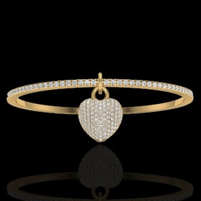 3.50 ctw Eternity Micro Pave Diamond Eternity Bangle 14k Yellow Gold