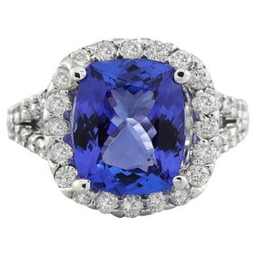 Tanzanite Diamond Ring In 18K White