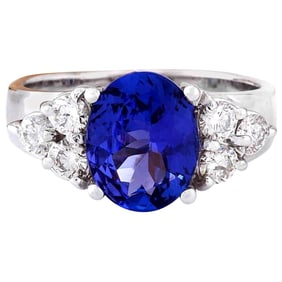 Tanzanite Diamond Ring 14K White Gold