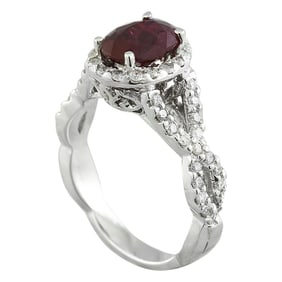 Ruby Diamond Ring 14K White Gold