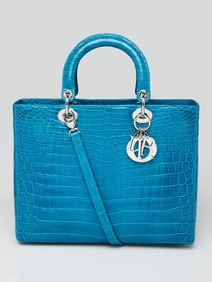 Christian Dior Turquoise Crocodile Large Lady
