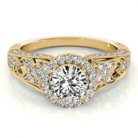 1.25 ctw Certified VS/SI Diamond Halo Ring 18k Yellow Gold