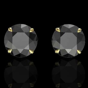 4 ctw Black Diamond Designer Earrings 18k Yellow Gold