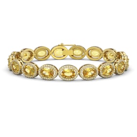 20.36 ctw Fancy Citrine & Diamond Micro Pave Halo Bracelet 10k Yellow Gold