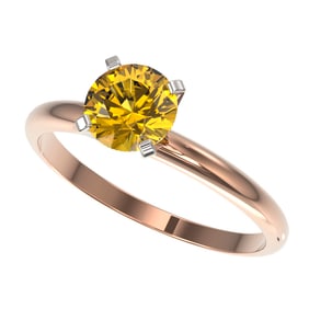 1.01 ctw Certified Intense Yellow Diamond Engagment Ring 10k Rose Gold