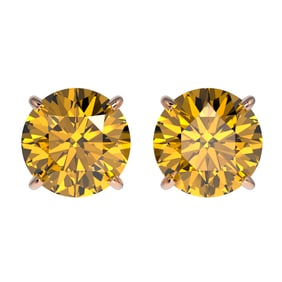 2.11 ctw Certified Intense Yellow Diamond Stud Earrings 10k Rose Gold