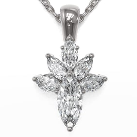 1.5 ctw Marquise Cut Diamond Designer Necklace 18K White Gold