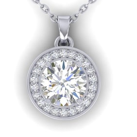 0.96 ctw Certified VS/SI Diamond Art Deco Micro Necklace 14k White Gold