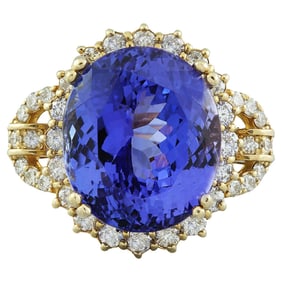 Tanzanite Diamond Ring 14K Yellow Gold