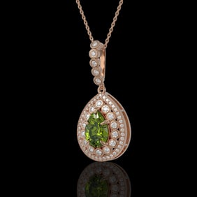 4.97 ctw Tourmaline & Diamond Victorian Necklace 14K Rose Gold