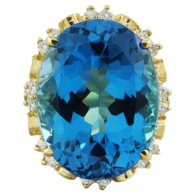 Topaz Diamond Ring 14K Yellow Gold