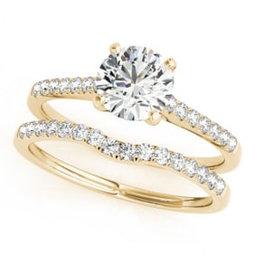 0.85 ctw Certified VS/SI Diamond 2pc Wedding Set 14k Yellow Gold