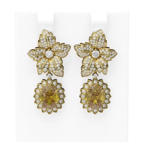 7.49 ctw Canary Citrine & Diamond Earrings 18K Yellow Gold