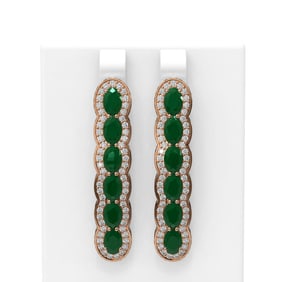 9.85 ctw Emerald & Diamond Earrings 18K Rose Gold