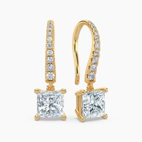 Natural 1.00 CTW Diamond Dangle Earrings 18K Yellow Gold