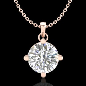 1 ctw VS/SI Diamond Solitaire Art Deco Stud Necklace 18k Rose Gold