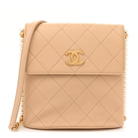 Chanel Calfskin Quilted Pearl Small Hobo