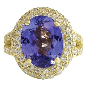 Tanzanite Diamond Ring 14K Yellow Gold